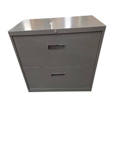 Gray 2-drawer lateral filing cabinet