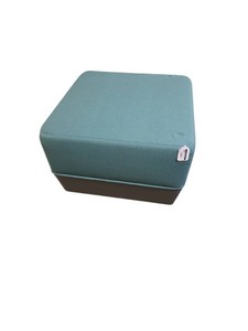 Teal and gray square ottoman
