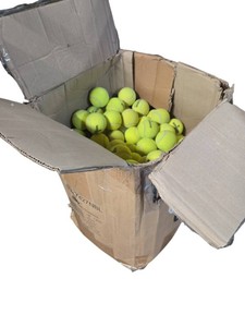 Box full of tennis balls