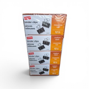 New Box of Staples Binder Clips 12 Boxes with 12 Each