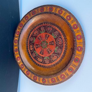 Vintage carved wood plate