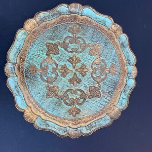 Vintage blue and gold tray