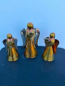 Set of 3 brass angels