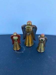 Set of 3 brass angels