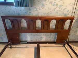 MCM Style King Size walnut headboard and metal frame