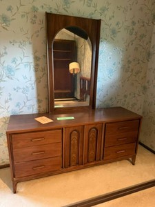 MCM StyleWalnut Dresser with Mirror
