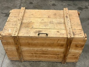 VTG Wooden Storage Crate With Contents 3 Ft X 19 in