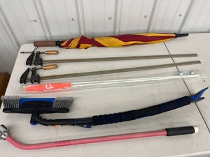 Clamps, Umbrella, Brush, Pole & Hose Nozzle Mixed Lot