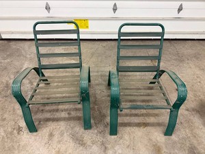 Patio Chairs - Green Metal (Lot of 2)