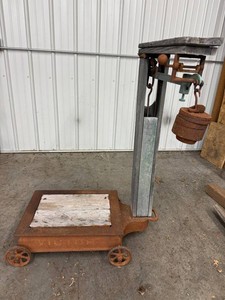 Vintage Hanging Scale - Cast Iron Wood Industrial Scale