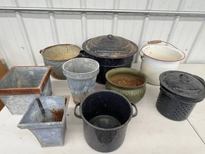 Metal Planters & Buckets Mixed Lot