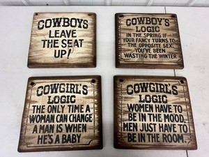 Cowboy Quote Wood Signs (Lot of 4)