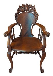 LLR - Antique Carved Mahogany Armchair Wing Griffins Ball & Claw Feet