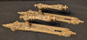 LLR - Antique Brass Door Handle Pair 11 X 2 in