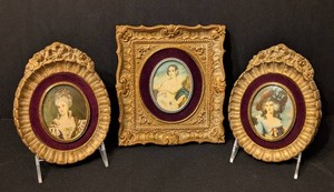LLR - Victorian Portrait Prints in Ornate Gold Frames (Lot of 3)