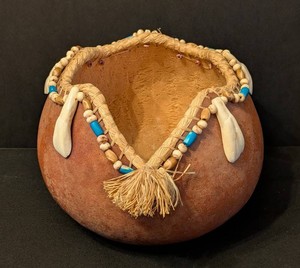 LLR - Signed Native American Gourd With Beaded Trim