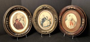 LLR - Antique Victorian Fashion Illustration Framed Art Trio