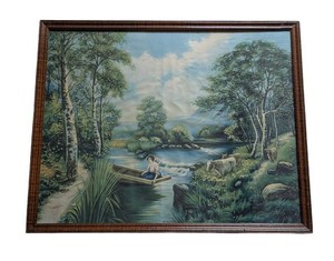 LLR - At the Rapids Framed Lithograph Rustic Wood Frame