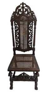 LLR - Antique Renaissance Revival Carved Wood High-Back Chair