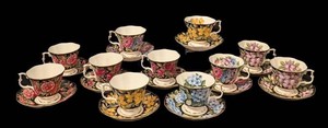 K1 - Royal Albert Bouquet Series Hydrangea Teacup & Saucer Set of 11