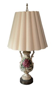 B1 - Vintage Floral Table Lamp Porcelain Rose Design