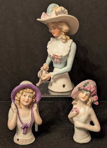 K1 - Antique Porcelain Half Dolls (Lot of 3)