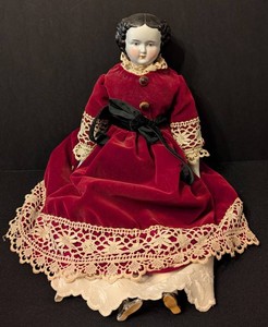 LLR - Antique German Porcelain Doll 21 in Cloth Body