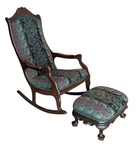 LLR - Antique Mahogany Lincoln Style Rocking Chair & Ottoman