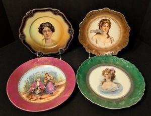 LLR - Antique Painted Porcelain Portrait Plates (Lot of 4)
