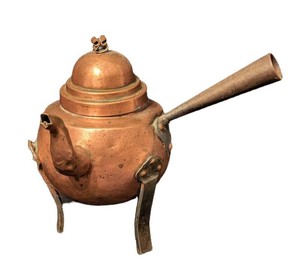 B1 - Antique Swedish Hammered Copper Spider Kettle