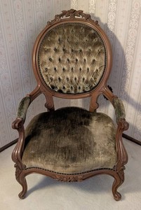 B1 - Antique Carved Walnut Armchair