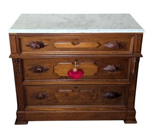 B2 - Antique Victorian Eastlake Walnut Dresser Marble Top C. 1860s