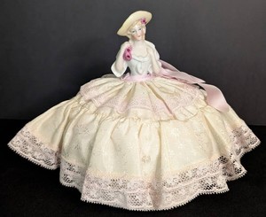 B2 - Antique Porcelain Half Doll Pin Cushion Doll