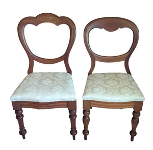 B2 - Antique Mahogany Balloon Back Dining Chairs Pair