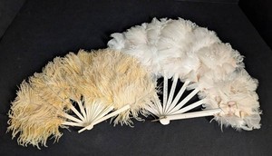 B1 - Vintage Feather Fan Pair 17 in Wide
