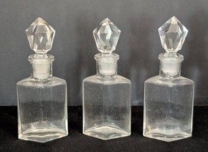 B1 - Vintage Crystal Top Glass Bottles Set of 3
