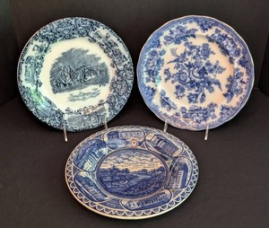 K - Vintage Blue & White Transferware Plate Mixed Lot