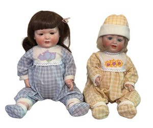 LL1 - Antique Bhr & Prschild Mold 585 Bisque Head Doll & Companion Doll Mixed Lot