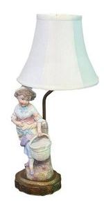 LL1 - Vintage Carl Schneider Bisque Figural Lamp With Custom Shade