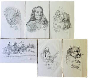 LL1 - Selection of Vintage Mary Selfridge Native American Subject Art Prints (Lot of 6)