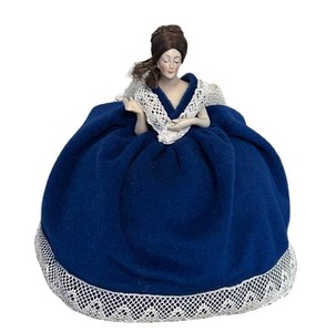 LL2 - Antique Half Doll Pincushion Doll Molded Porcelain Top