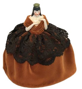 LL2 - Antique Art Deco Porcelain Half Doll Pin Cushion