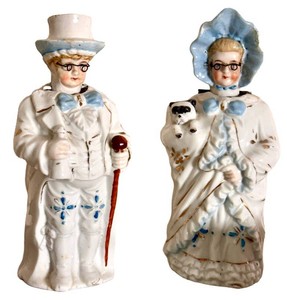 KP - Antique Bisque Porcelain Nodder Couple