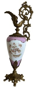 LR - Antique Pasargad DC Sevres Style Bronze & Porcelain Ewer