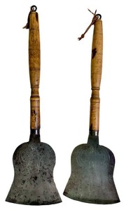 CL - Pair of Antique Engraved Mincing Knives 1870