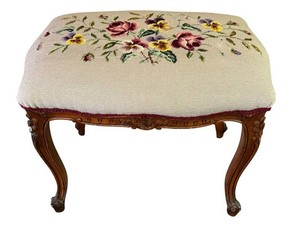 DR - Antique French Style Upholstered Bench