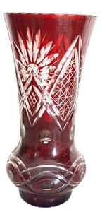KG - Vintage Ruby Cut Crystal Vase