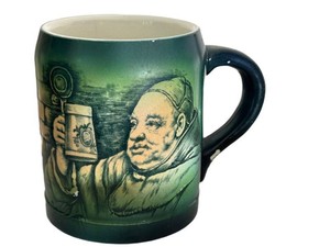 Antique Buffalo Pottery Semi-Vitreous Monk Scene Handled Mug