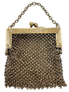BN - Antique German Silver Chainmail Mesh Coin Purse - 2.5 x 3 Pocket Size