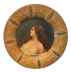 LL2 - Antique Vienna Art Portrait Tin Lithograph Hof-Brau Advertising Plate the Maiden